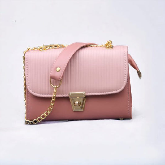 Pink Stylish Hand Bag With Top Handle And Long Strap Safety Pocket Bag