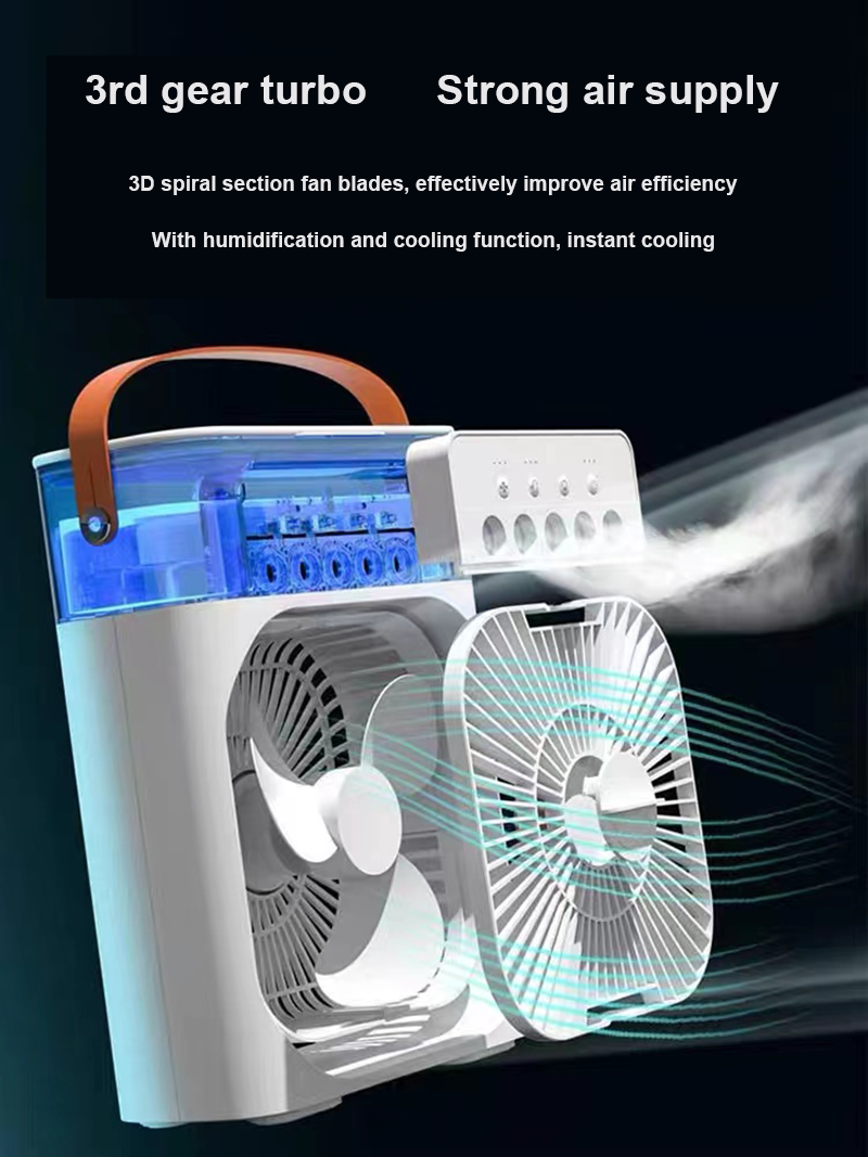 3 In 1 Air Humidifier Cooling USB Fan Led Night Light Water Mist Fun Humidification Fan Spray Electric Fan